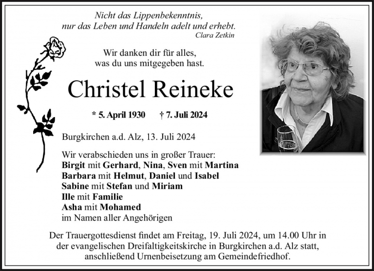 Trauer Christl Reineke